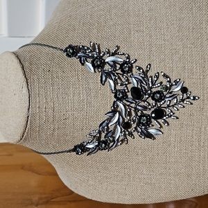 Elegant Black and Silver Statement Necklace